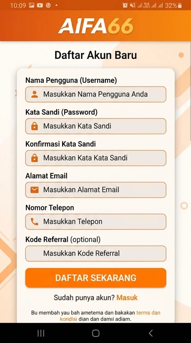 Cara Mudah Mendaftar Akun aifa66 untuk Android