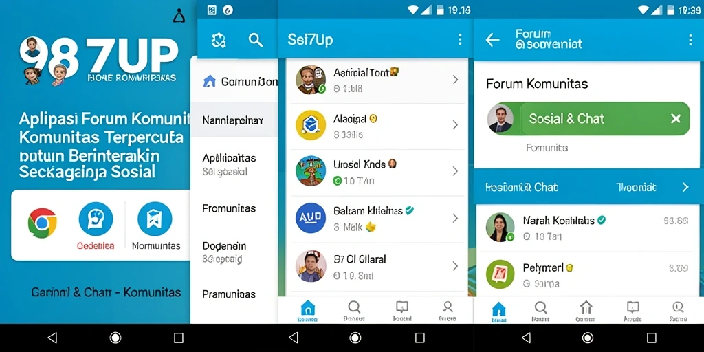Tampilan antarmuka aplikasi Forum Komunitas 987UP yang menarik dan interaktif.