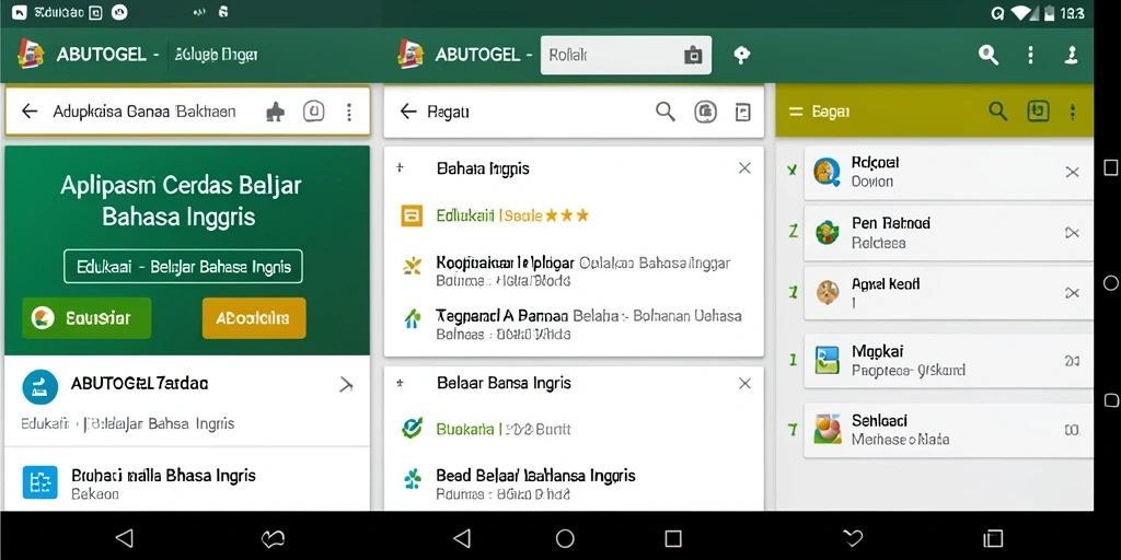 Antarmuka ABUTOGEL yang menarik saat belajar Bahasa Inggris.