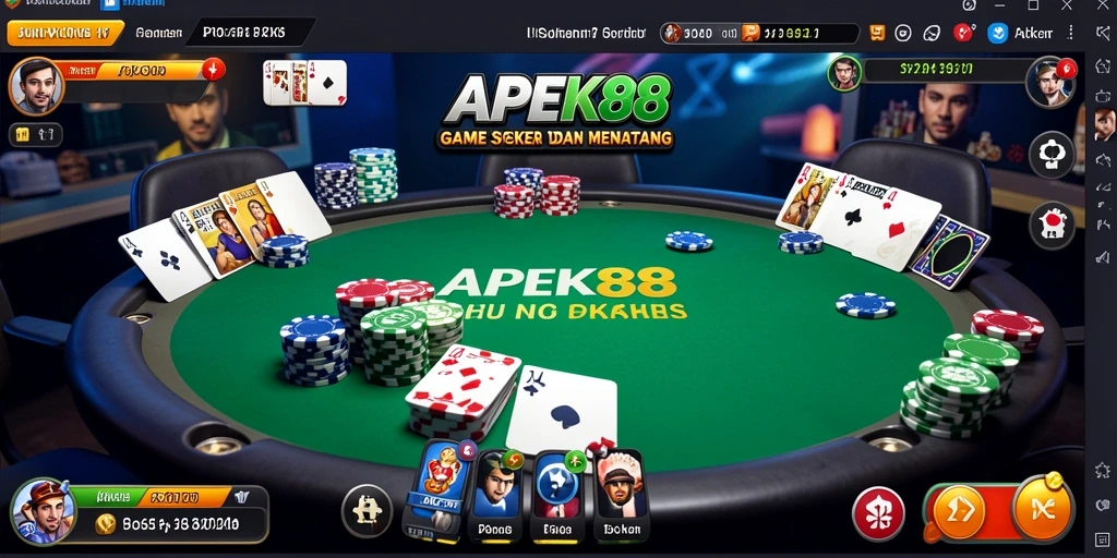 Antarmuka APEK88 menampilkan permainan poker yang seru dan interaktif.