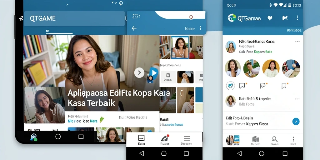 Tampilan antarmuka QTGAME yang menarik dan fungsi Edit Foto Kertas Kaca.