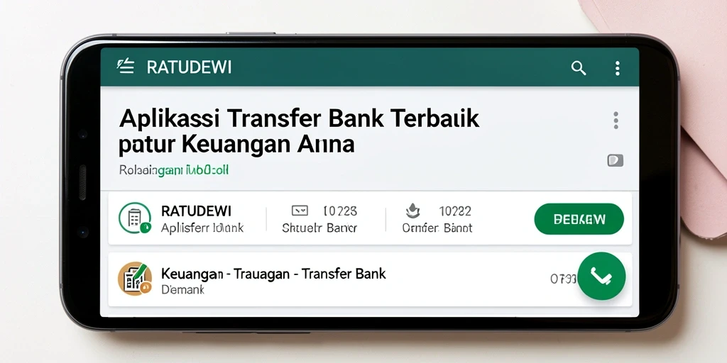 Tampilan antarmuka aplikasi RATUDEWI yang sederhana dan efektif untuk Transfer Bank.